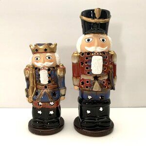 Set of 2 Yankee Candle NUTCRACKER LANTERN Christmas Tea Light Holders Ceramic